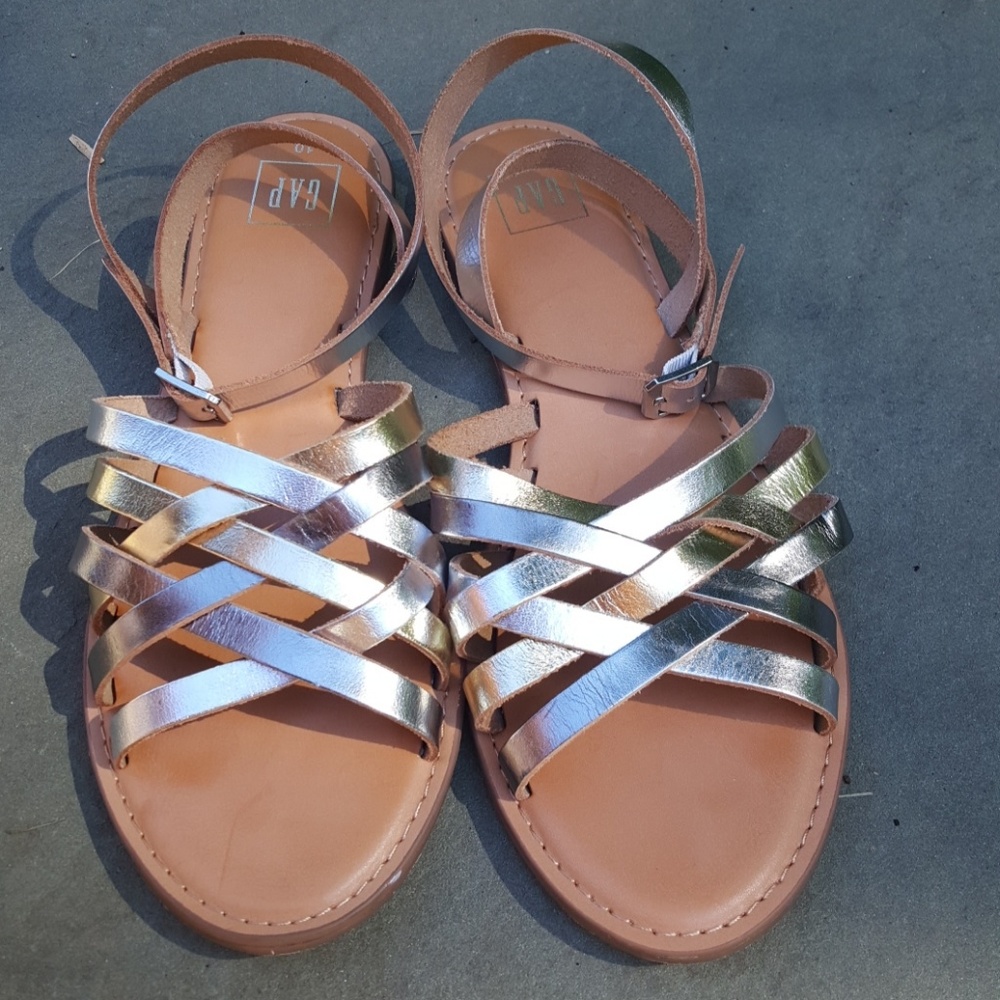 Gap Ankle Strap Metallic Leather Sandal